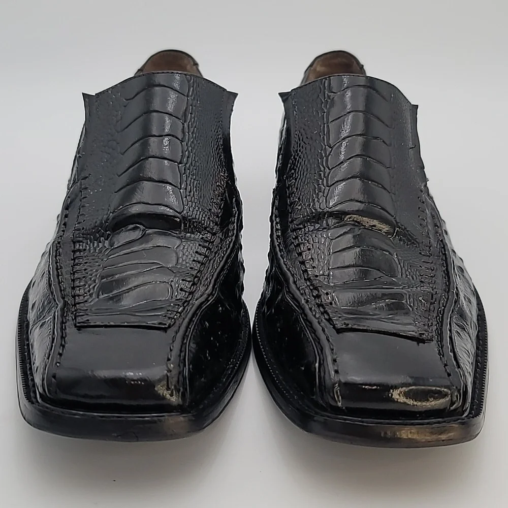 STACY ADAMS sz11 Alligator & Ostrich Leather Loafers Chisel Toe